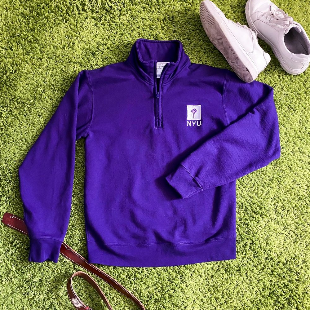 NYU Champion Purple Quarter-zip Sweatshirt